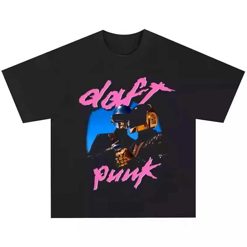 Daft Punk T Shirt Mens Womens Cotton Tees Short Sleeve Retro Daft Punk Band Print T Shirt Men Hip Hop Streetwear Oversized Top J250630