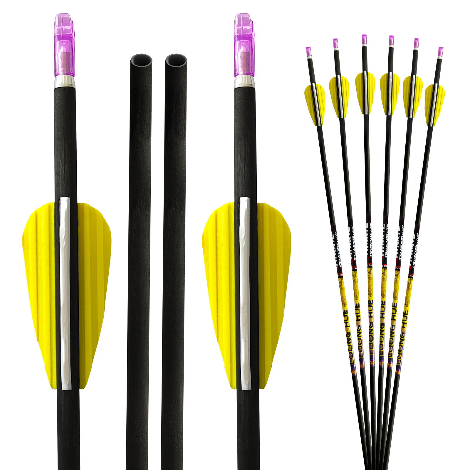 31inch Hunting Arrows without Arrowheads Carbon Archery Arrows 6Pcs 4.2mm Targeting Arrows for Recurve Bow & Compound Bow Spine 350-1500 NEW ARRIVAL