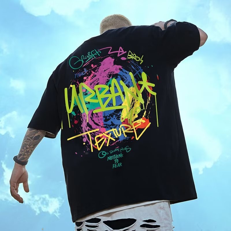 American Style Loose Fit T-shirt For Plus Size Men Short Sleeve 150kg Designer T Shirt Five-quarter Sleeve Pure Cotton Large Size Men's Summer Cl