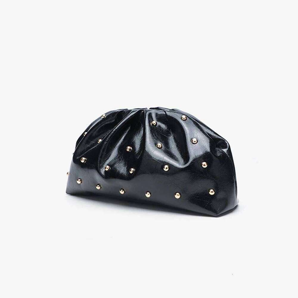 2025 New Women's Zipper Handbag Fashion Simple Multifunctional Clasp Mushroom Nail Large Capacity Folded Cloud Dinner Bag