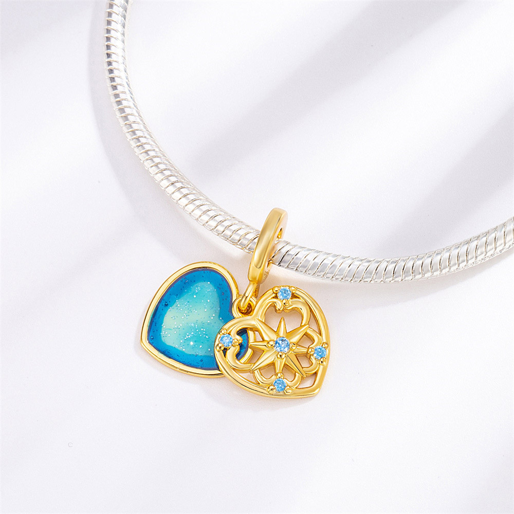 FewDook Fine 18K Gold & Silver Plated Pigeon Love Letter, Rose, Castle, Heart Dangle Charm Fit Pan Charms Bracelet DIY Jewelry Designer for Women 2025