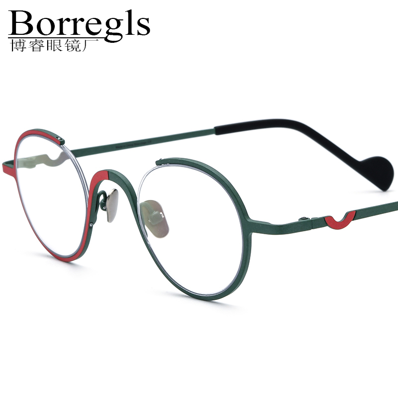 Borregls Colorful Titanium Glasses Frame Women New Designer Small Round Eyeglasses Men Spectacle High Quality Optical Eyewea 185745