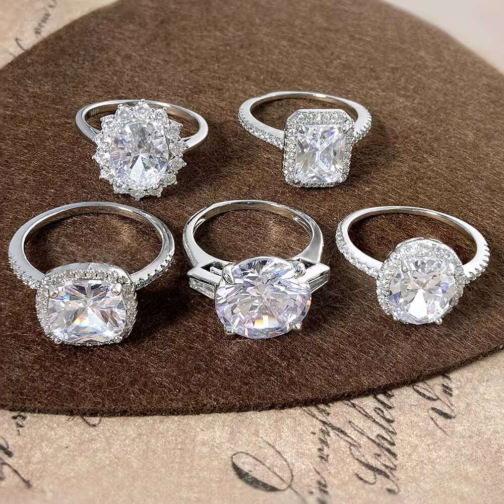 8A Crushed Ice Cubic Zirconia Womens Wedding Ring 925 Sterling Silver Classic Style for Party and Anniversary Fine Jewelry