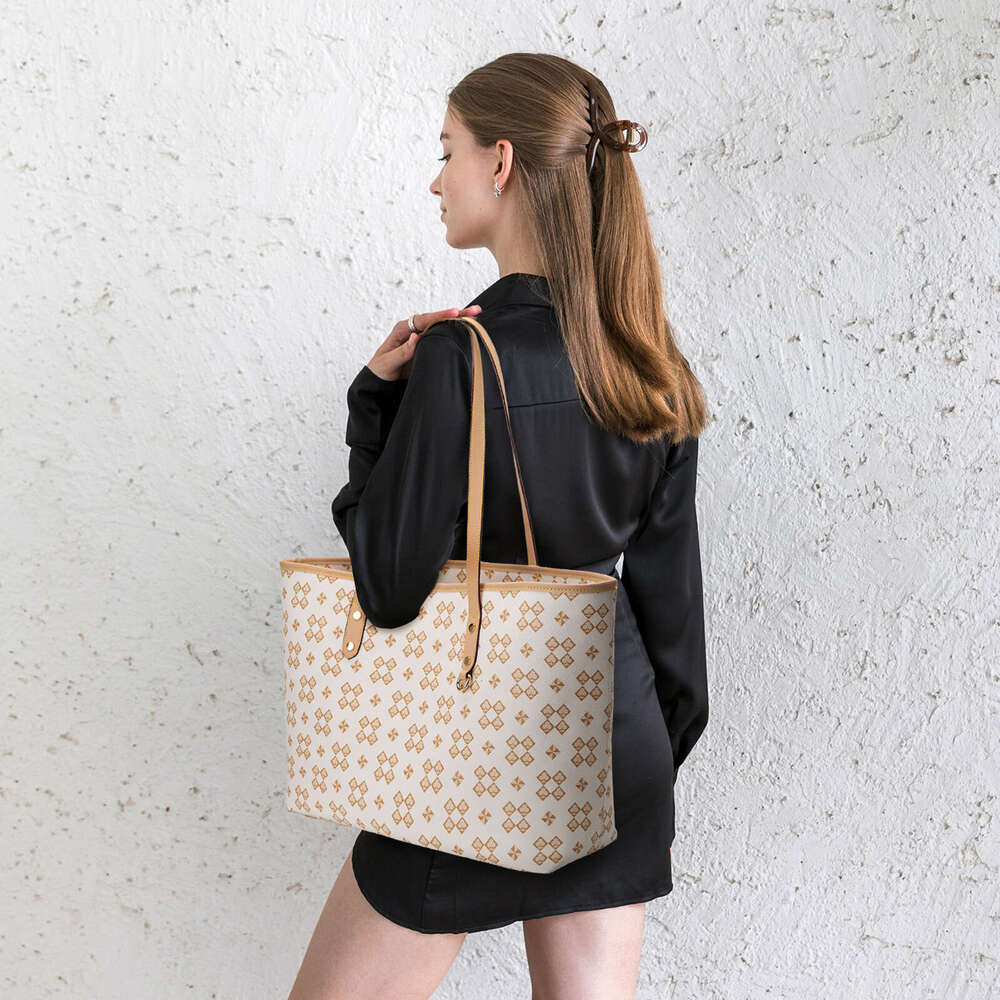 Lacel Urwebin Quilted Print Tote Bag Trendy Fashionable Versatile Embossed Large Capacity Zipper Handbag