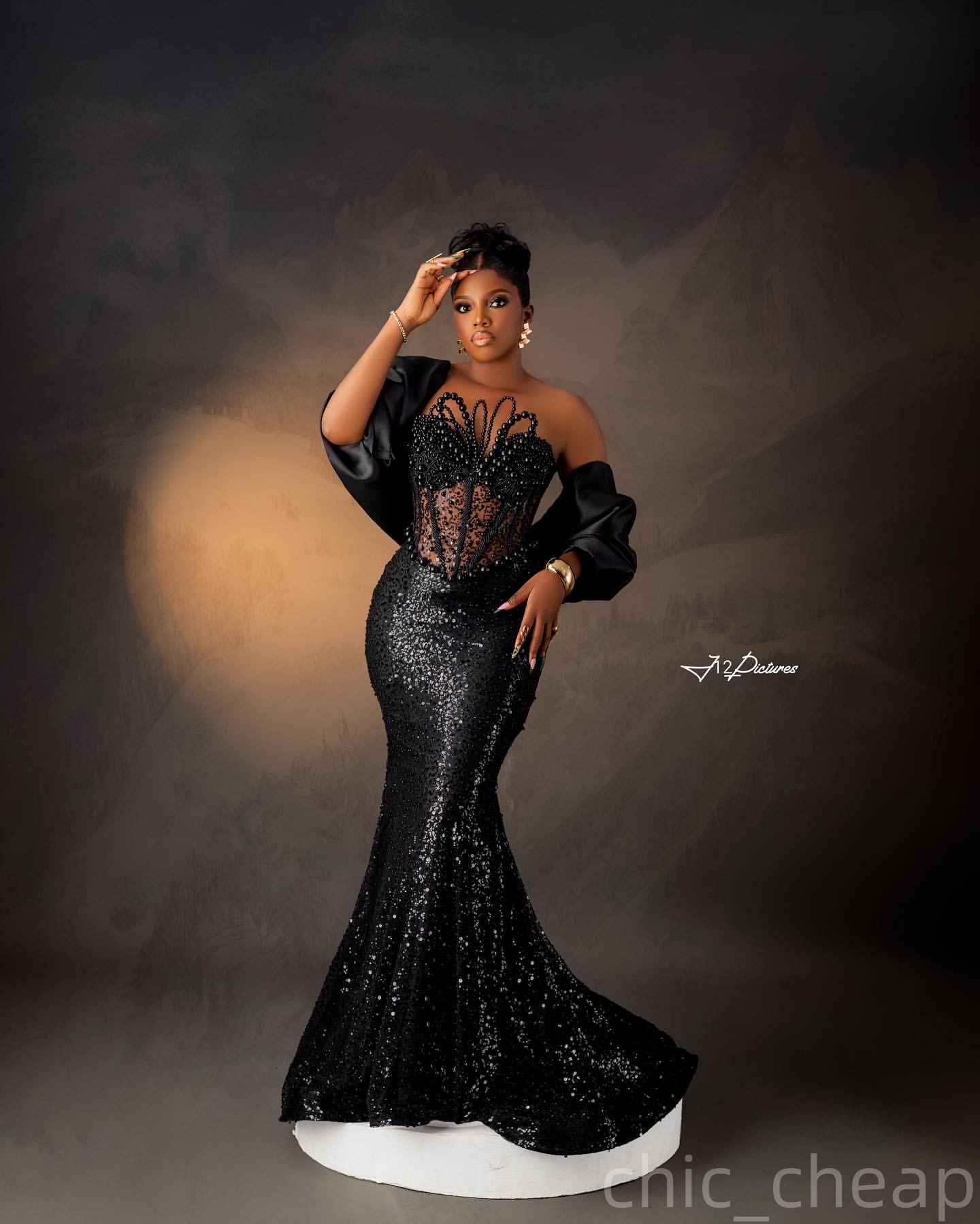 Mermaid Black Prom Dresses 2025 Pearls Sequined Eelgant Wthi A Wrap Evening Formal Party Second Birthday Engagement Gowns Plus Size Dress For Special 