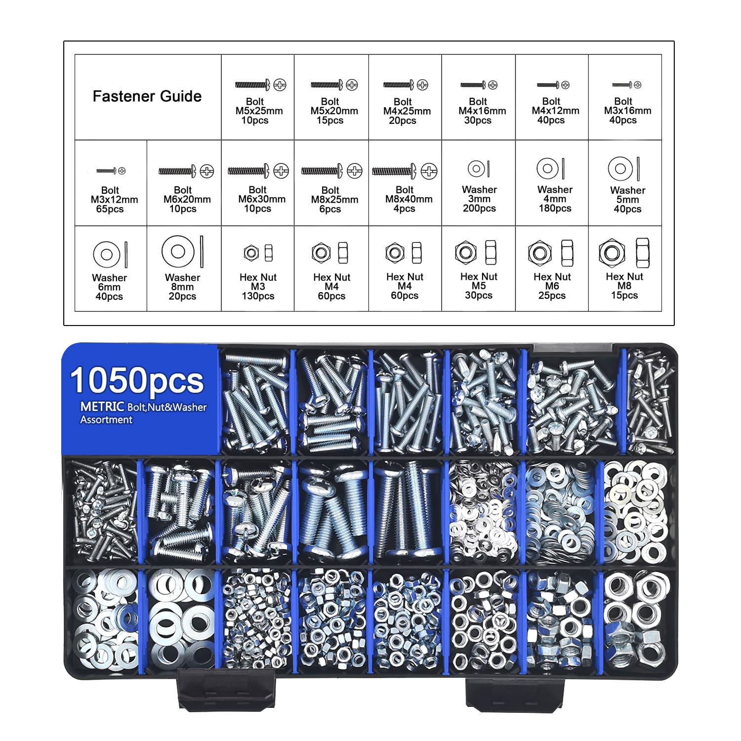 2600 Piece Bolt and Nut Hardware Assortment Kit with Diverse Bolts