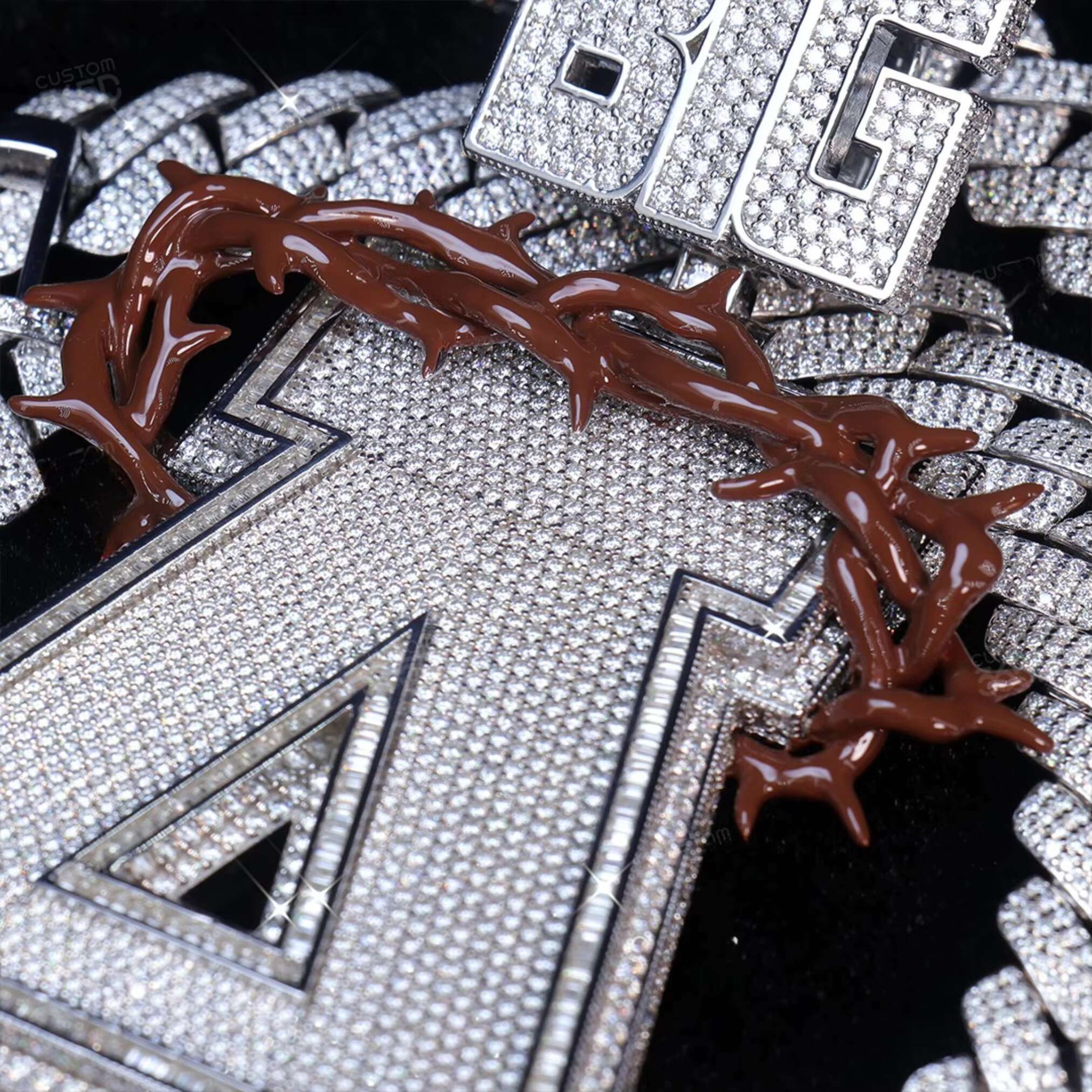 Custom Designed Letter a BIG Pendant 925 Sterling Silver Moissanite Diamond Hip Hop Cuban Link Chain for Men and Women Jewelry
