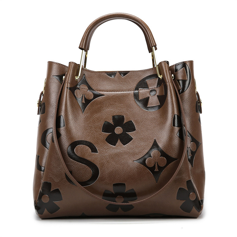 Free Shipping Designer Luxury Bucket Bag Large Capacity High-end Women's Handbag New European And American Retro Print Bag Business Travel Work C