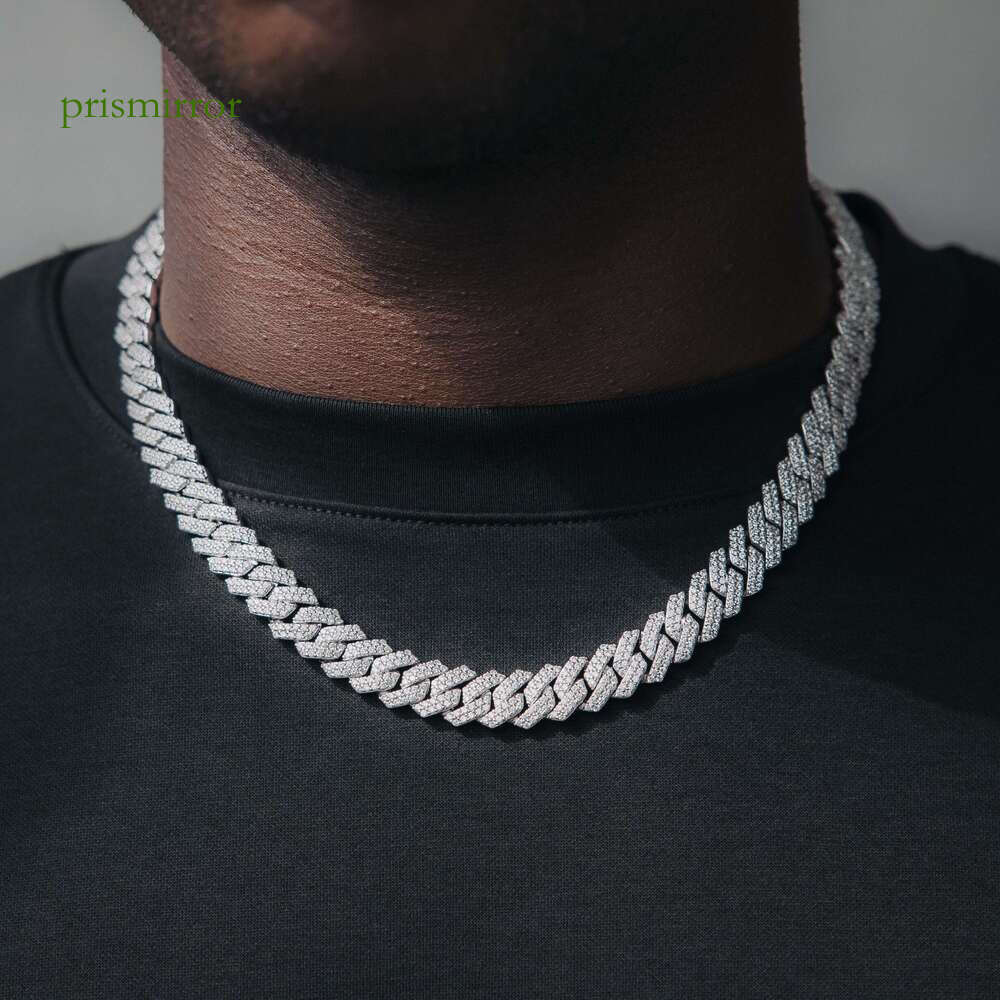 Sier Rap Singer Jewelry Men 12mm Iced Vvs Moissanite Cuban Chain