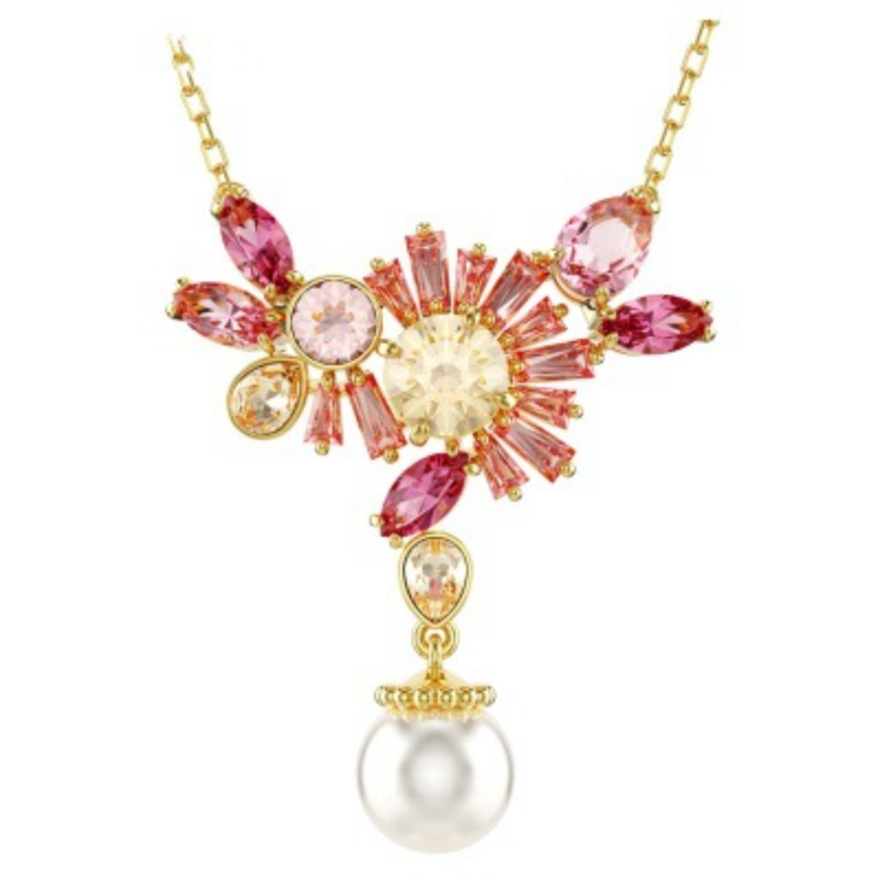 Top grade luxury cherry blossom crystal necklace bangle bracelet earrings jewelry set for women romantic flower pink stone choker necklaces bracelets ear rings