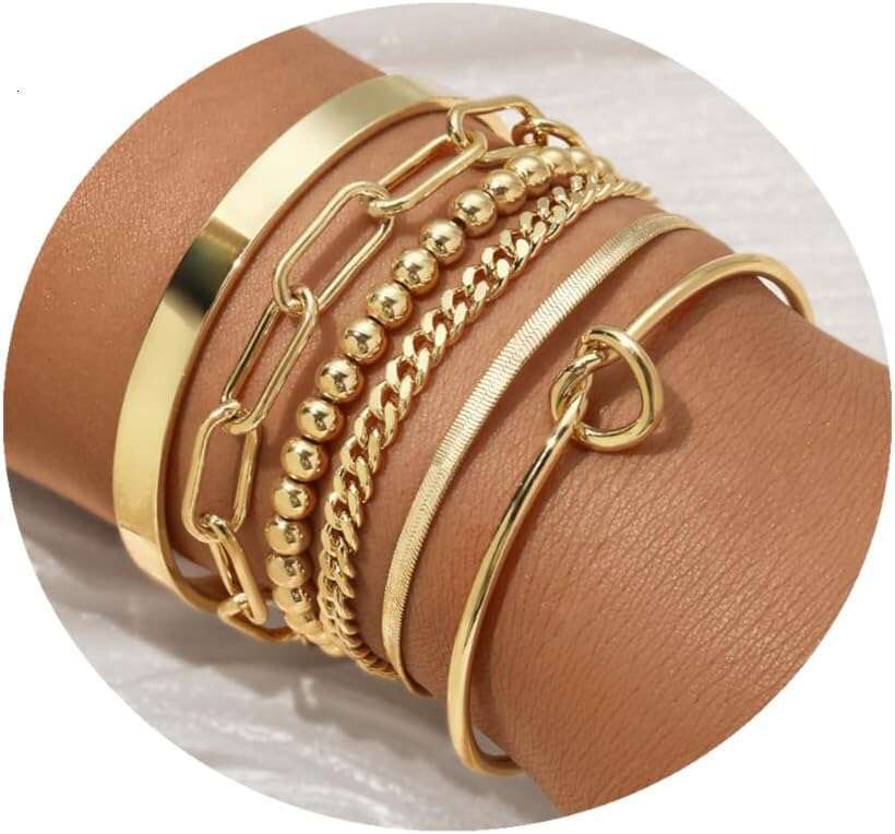 Bracelets 3 Dainty 14K Waterproof Stackable Gold Bracelet Set - Perfect for Stylish Women -