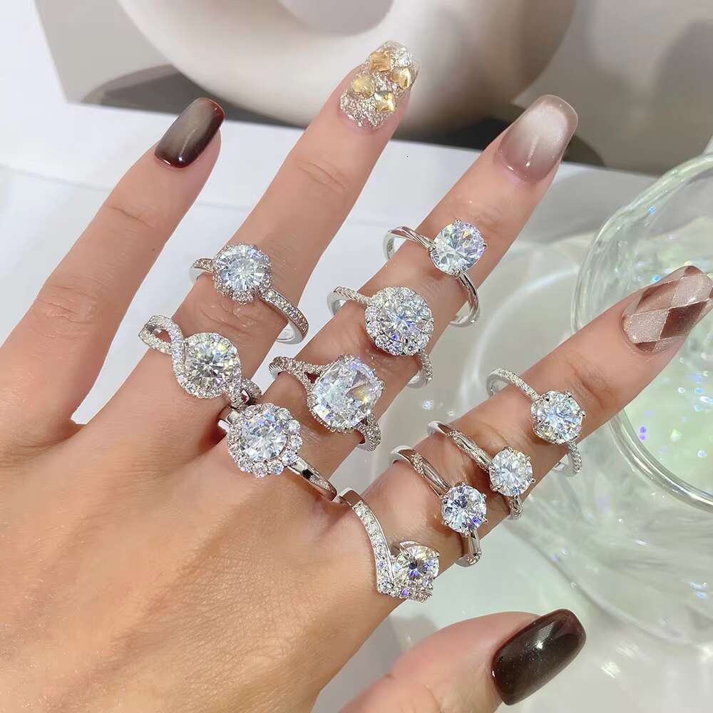 925 Sterling Silver Trendy Female Ring Classic Fashion Versatile Bow Diamond Flower Heart Zircon for Engagement Party 14K