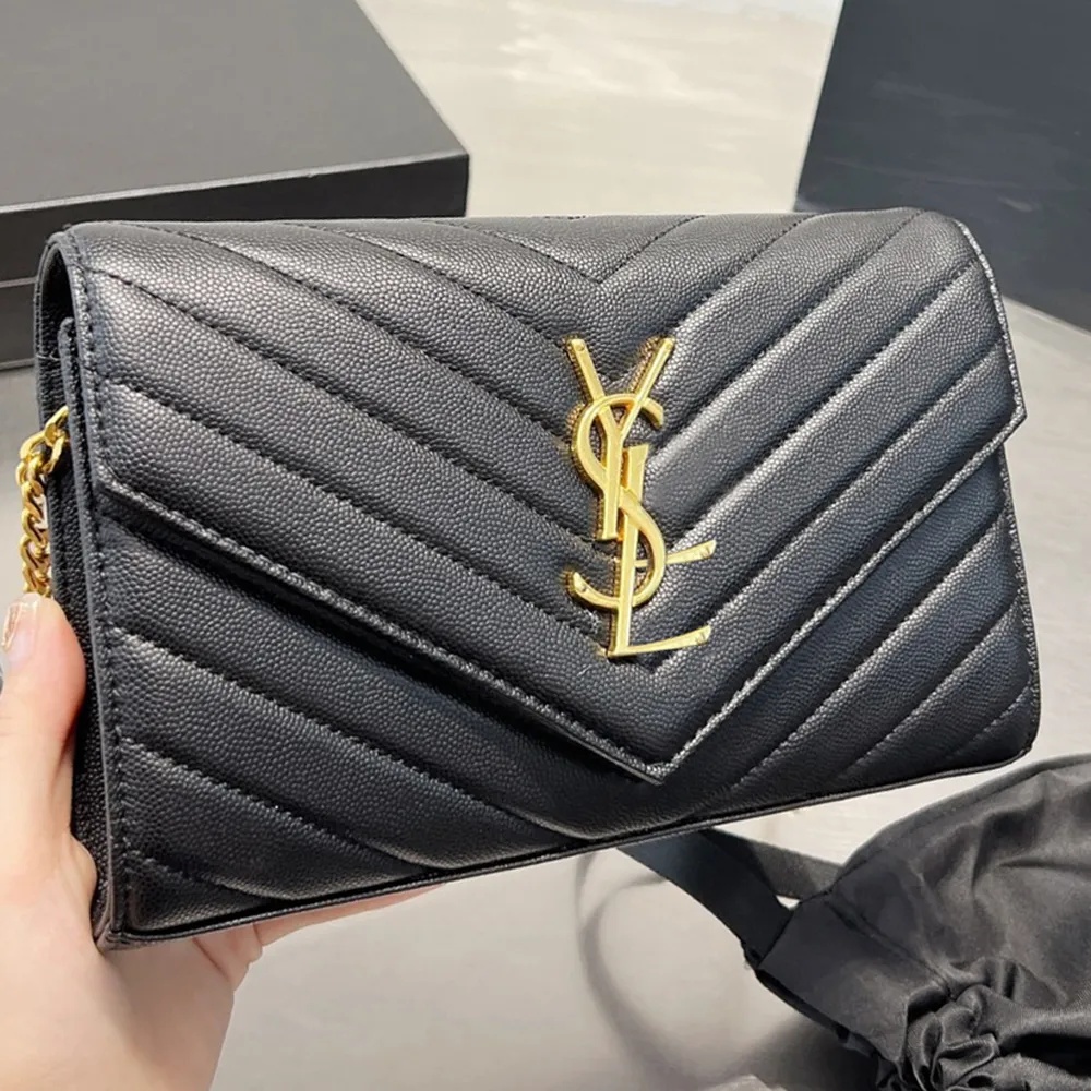 Luxurys leather envelope bag quilted chain Crossbody Designer bag 10A Purse handbag Womens classic flap Clutch Bag mens Shoulder tote Messenger Bags