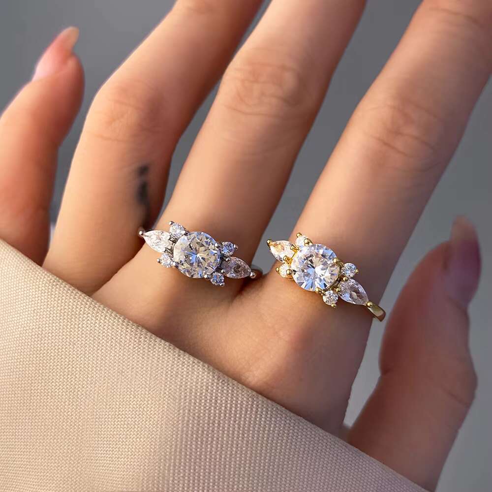 925 Sterling Silver Luxury Wedding Bands White CZ Zircon Gemstone Elegant Round Brilliant Cut Marquise for Women for Parties