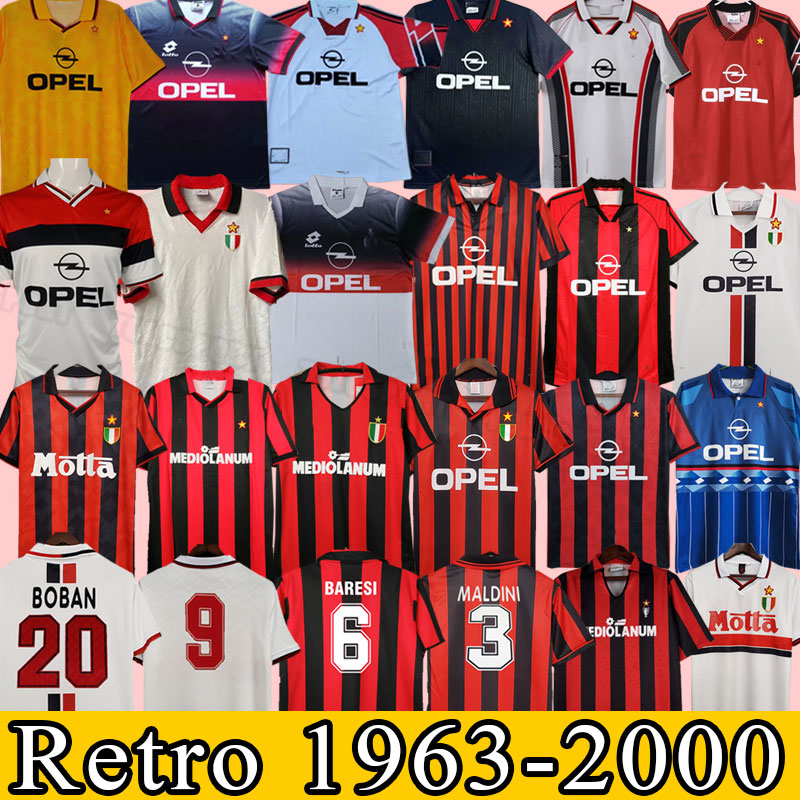 AC Retro Soccer Jerseys 88 89 90 91 92 93 94 95 96 97 98 99 00 1995 Kaka Baggio Maldinis VAN BASTEN Pirlo Inzaghi Gullit Shevchenko Vintage Shirt Classic Kit MiLaN