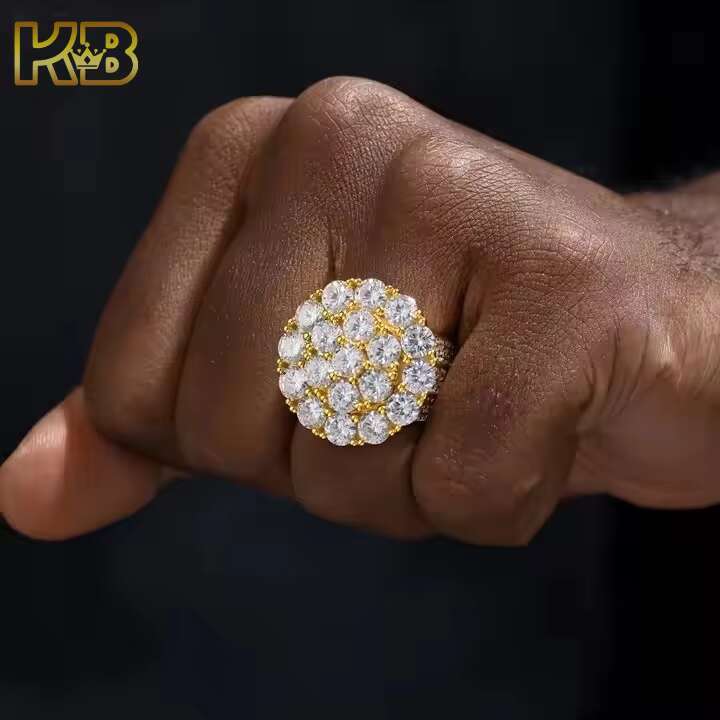 Premium Handcrafted 925 Sterling Silver VVS Moissanite Honeycomb Iced Out Ring Custom Luxury Hip Hop Bling Jewelry Wholesale