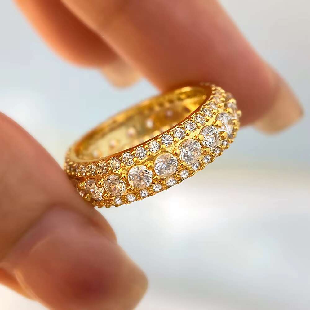 Mens Luxury 925 Sterling Silver Wedding Bands 14K Purity Whole White Zircon Gemstone Dainty Hip Hop Brilliant Cut for Weddings