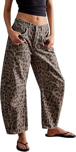 Y2K Barrel Casual Leopard Print Wide-leg Jeans