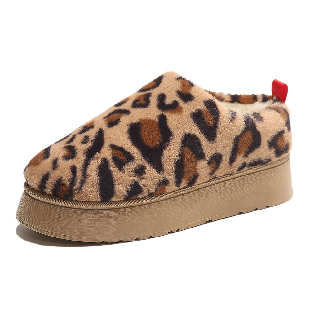 Leopard Print Decorated Free shipping Plush Women's Snow Boots Thick Sole Warm Comfortable Indoor/Outdoor Cotton Shoes
