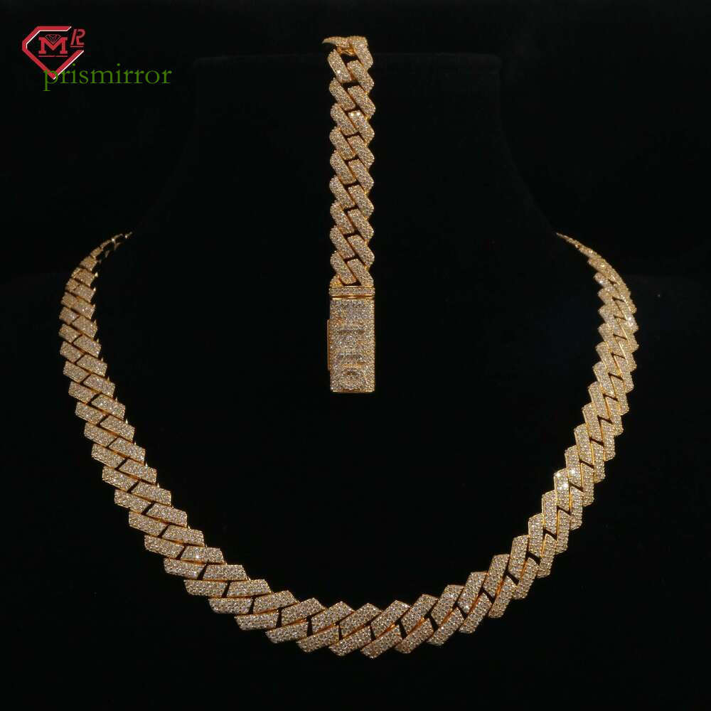 Hip hop 10mm Silicon Fang Set, Pure Sier VVS Cuban Chain