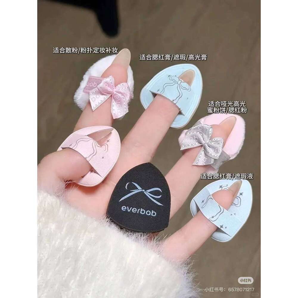 Everbab 6PCS Bow Series Mini Thumb Powder Set Little Finger Air Cushion Puff Concealer Blush Cute Makeup Tool X250701