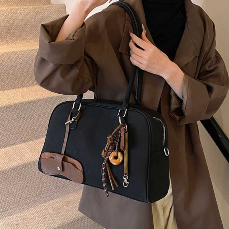 Big Size Wen Bowling Bags Suede Pure Color Large Capacity Shoulder Crossbody Bag With Lg Strap 2025 Luxury Designer Handbags Y250701