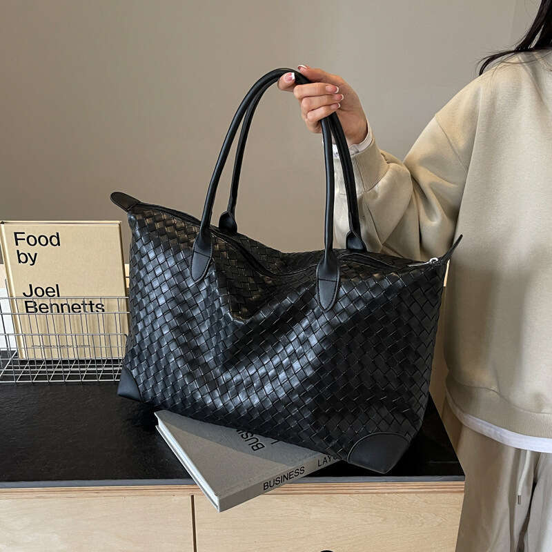 Large Capacity Woven for Women 2024 Summer New Short Trip Travel Korean Fashion Handheld Tote Bag