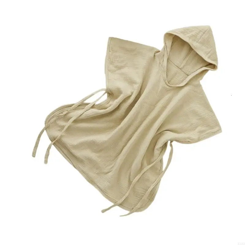 Childrens Beach Towel Hooded Cape Solid Color Beach Towel Wearable for Swim 250701