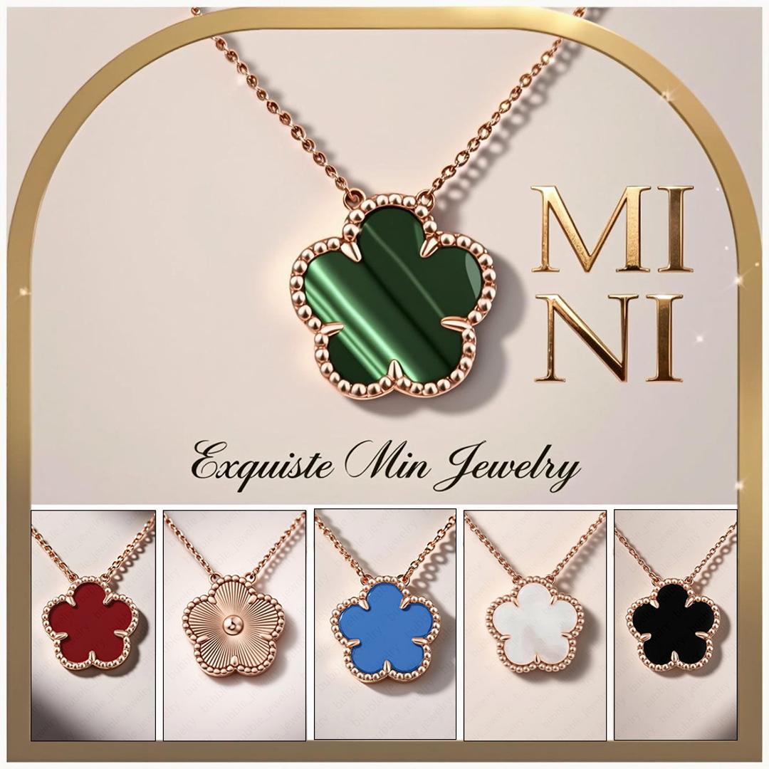 luxury designer clover necklace jewelry necklaces women Classic necklace 9mm MINI malachite Flower Rsoe Gold chain with pendant charm necklace designer cute gift