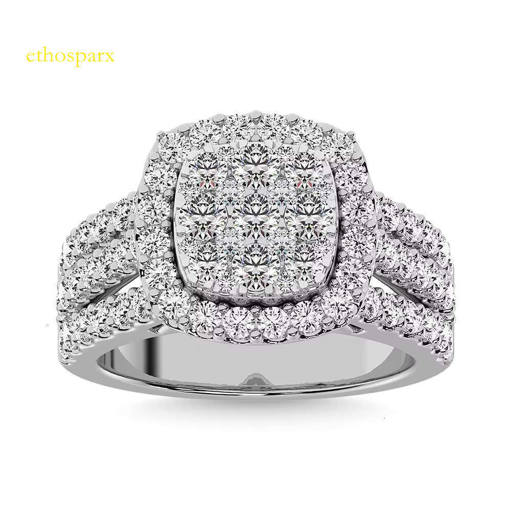 Luxury Engagement Silver High Quality Round Cutting Rubble Ice Cold Women's Ring Boutique Jewelry
