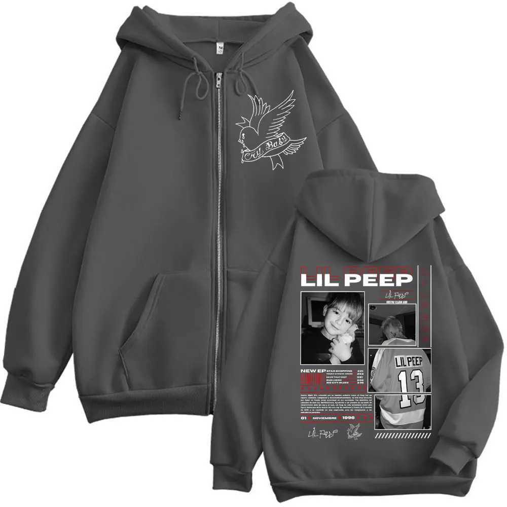 Rapper Lil Peep Merch Zipper Hoodies Fashion Hip Hop Vintage Zip Up Jacket Pullovers Men Women Casual Long Sleeve Sweatshirts X250701