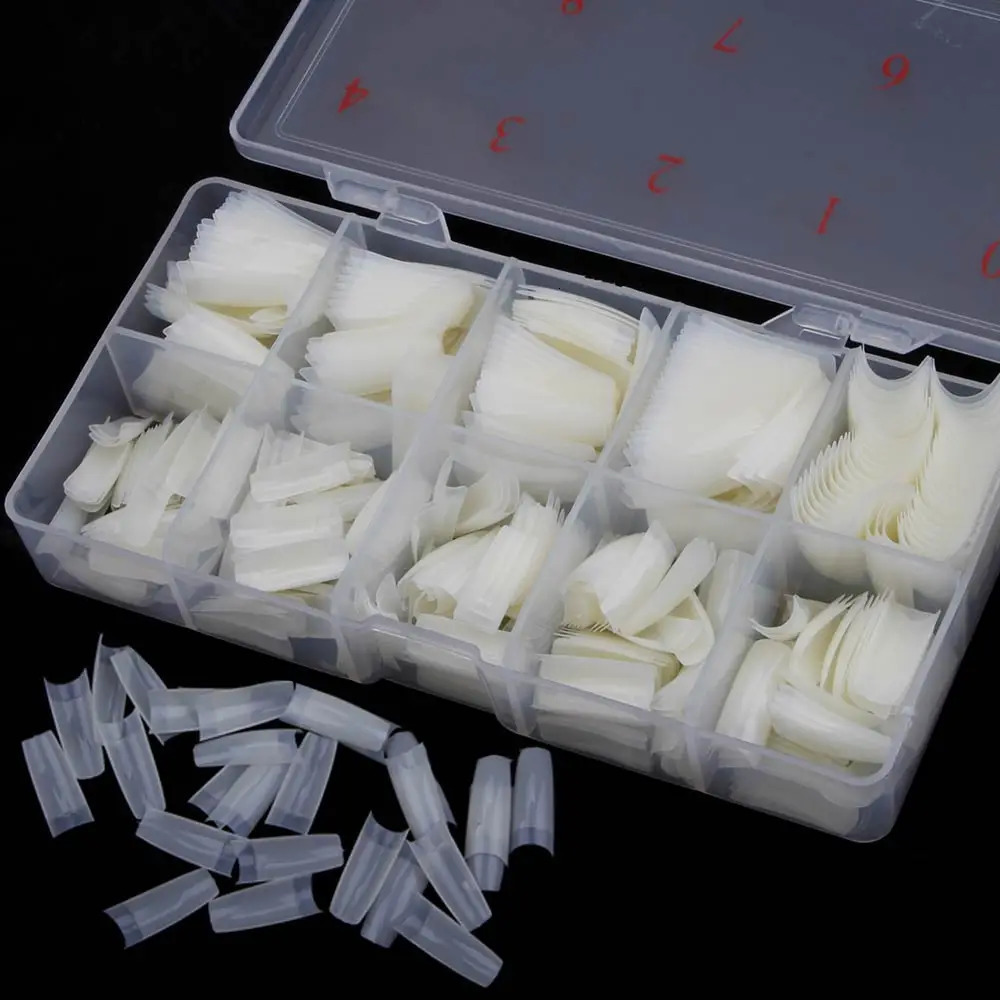 Nail Capsules 500pcs/Box Artificial Nail Tips Full Cover Nails Tips Acrylic Transparent Nail Capsules French Manicure False Nail 250701