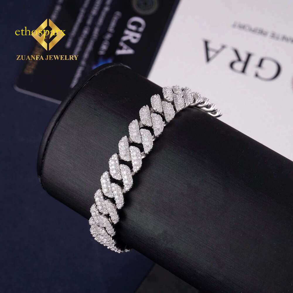 Hip hop men's sier 10mm Cuban chilled bracelet Moissanite jewelry