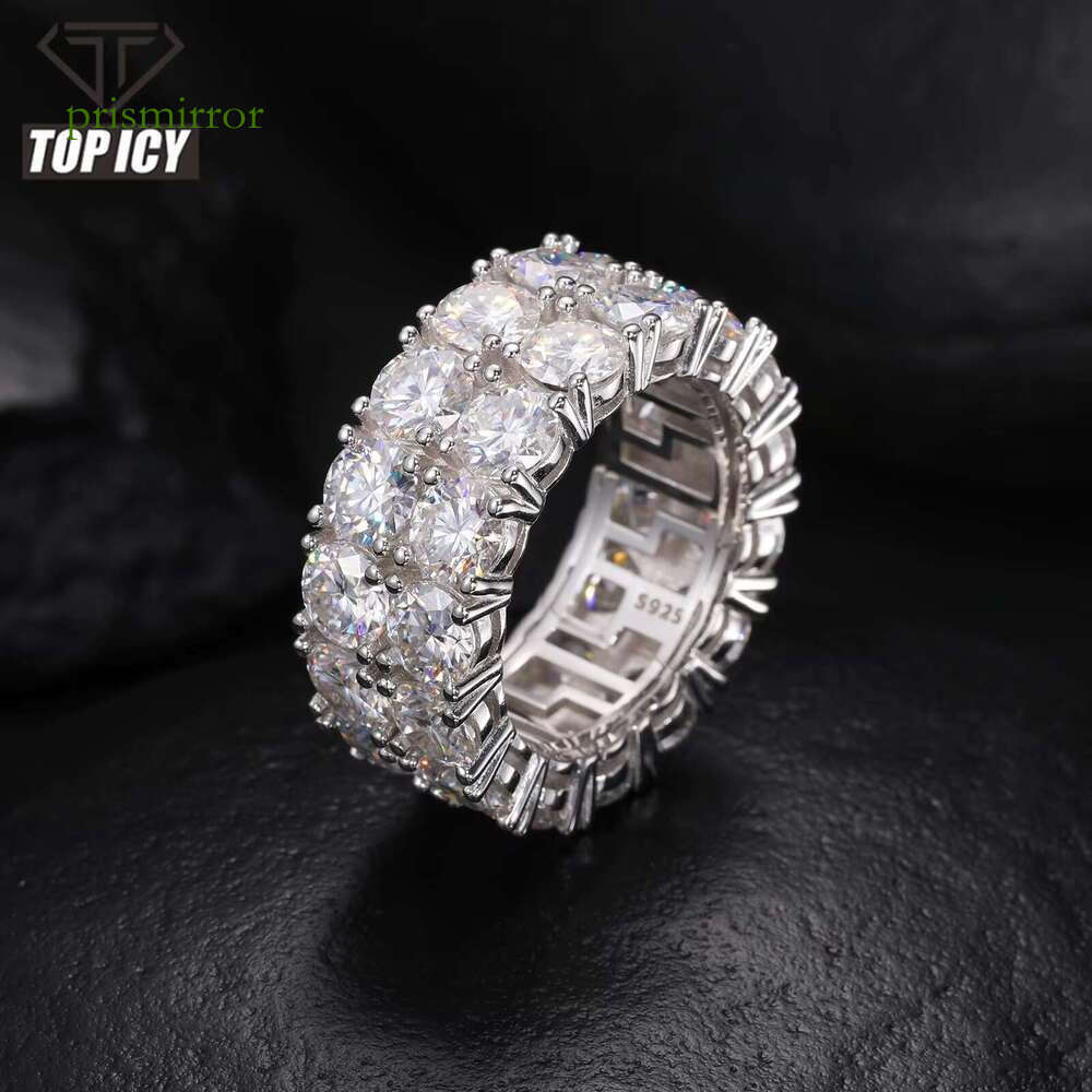 Luxurious 2-Row Tested with Silver Shining Fashion Jewelry Ring, Silica Ring for Men