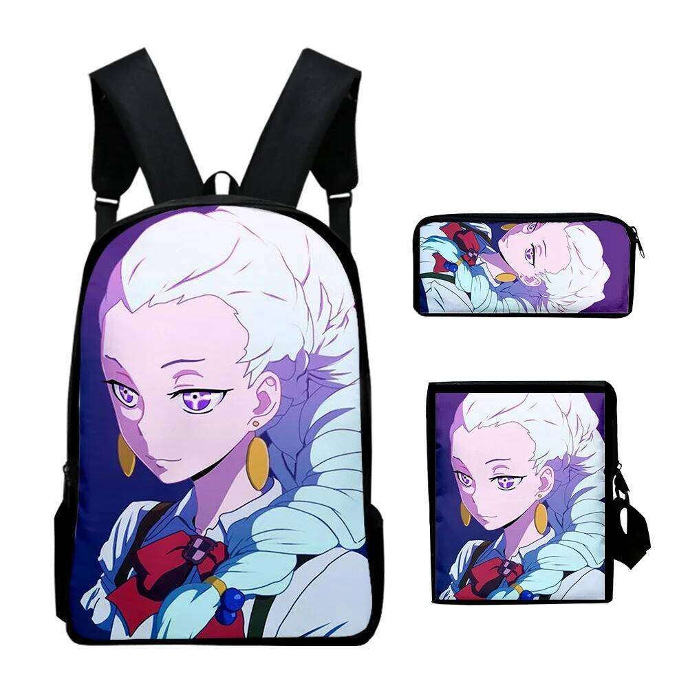 Novelty Cool Death Parade 3D Print 3pcs/Set pupil School Bags Laptop Daypack Backpack Inclined shoulder bag Pencil Case