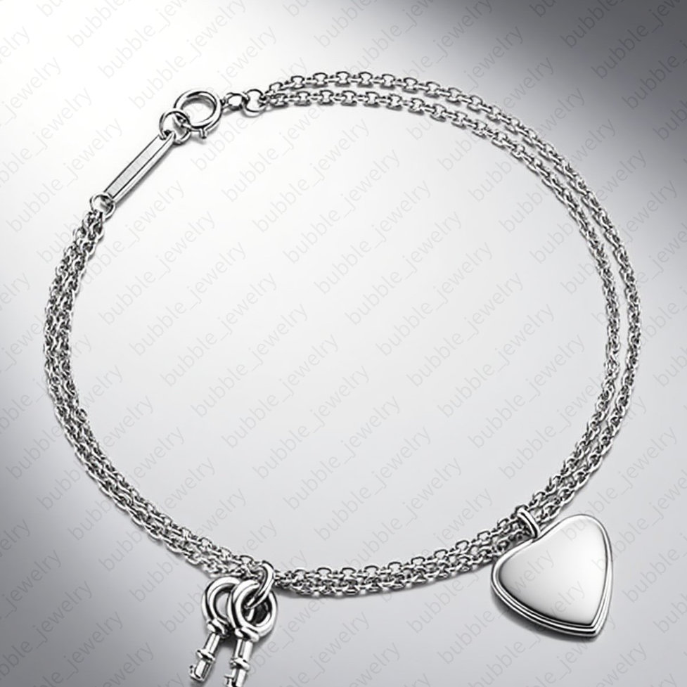 jewelry bracelets gothic sterling silver 925 double heart charm key arrow bracelet charms womens bracelete Z260313