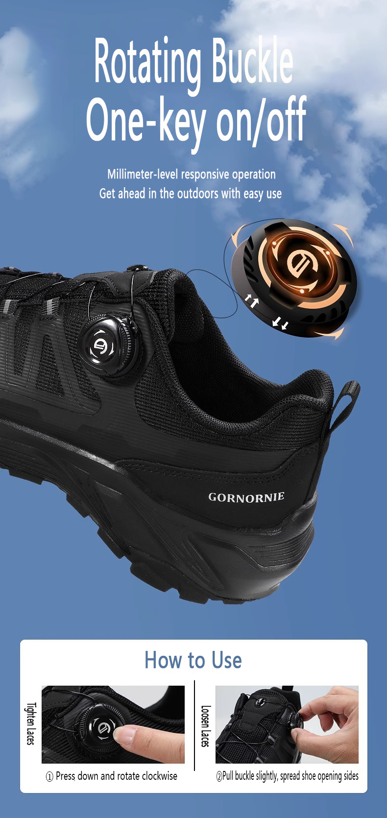 Men's breathable hiking shoes; outdoor sports shoes with thick soles, wear-resistant, anti-skid, cross-country running shoes, trekking