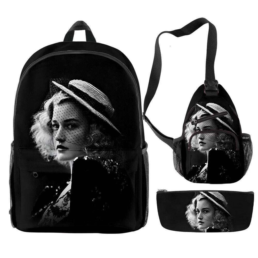 Novelty Cool Julia Garner 3D Print 3pcs/Set pupil School Bags Travel Laptop Backpack Chest Bag Pencil Case