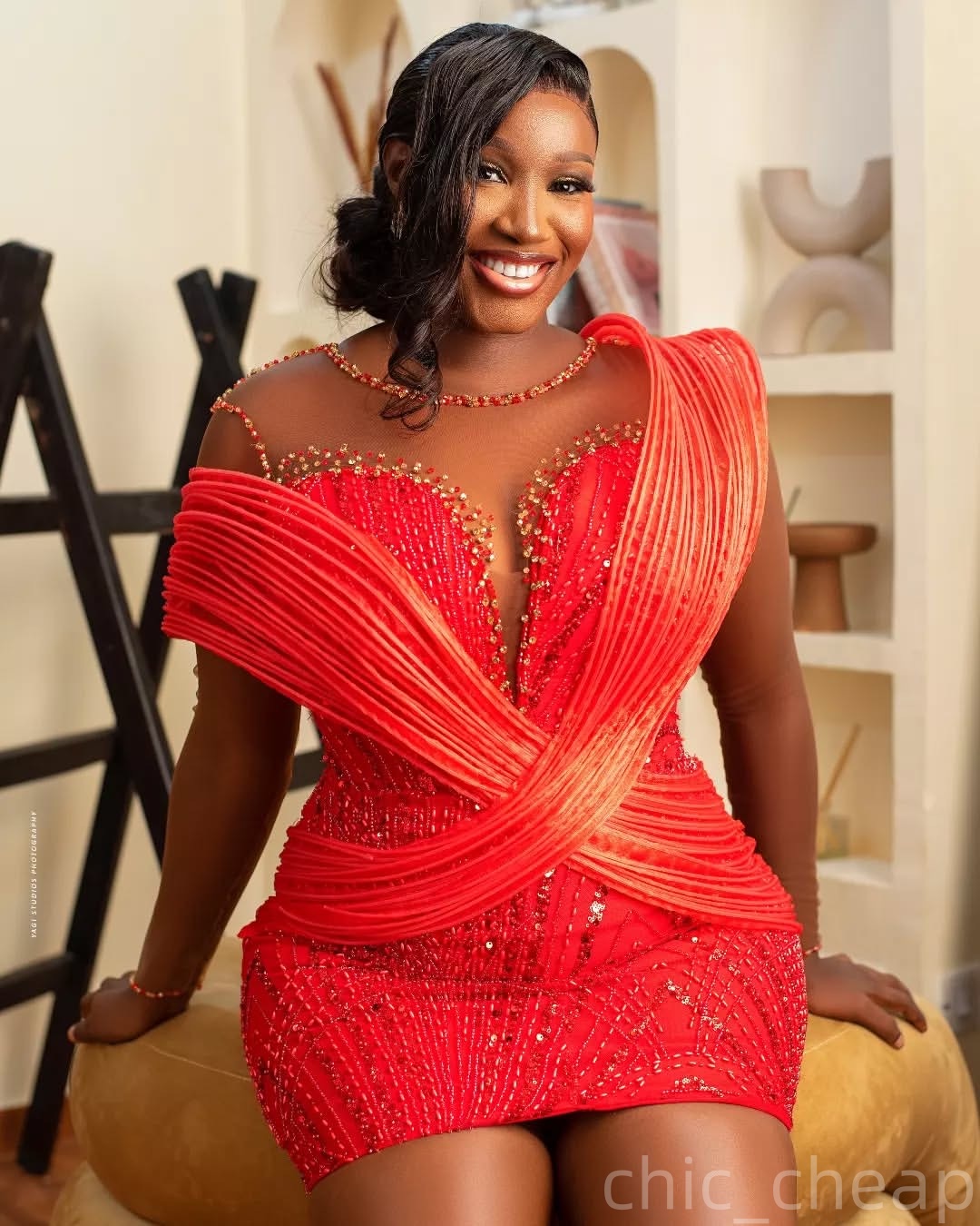 Red Sheath Cocktail Dress Stylish Beaded Crystals Sequined Short Mini Graduation Homecoming Dresses For Special Occasions Sweetheart Gowns