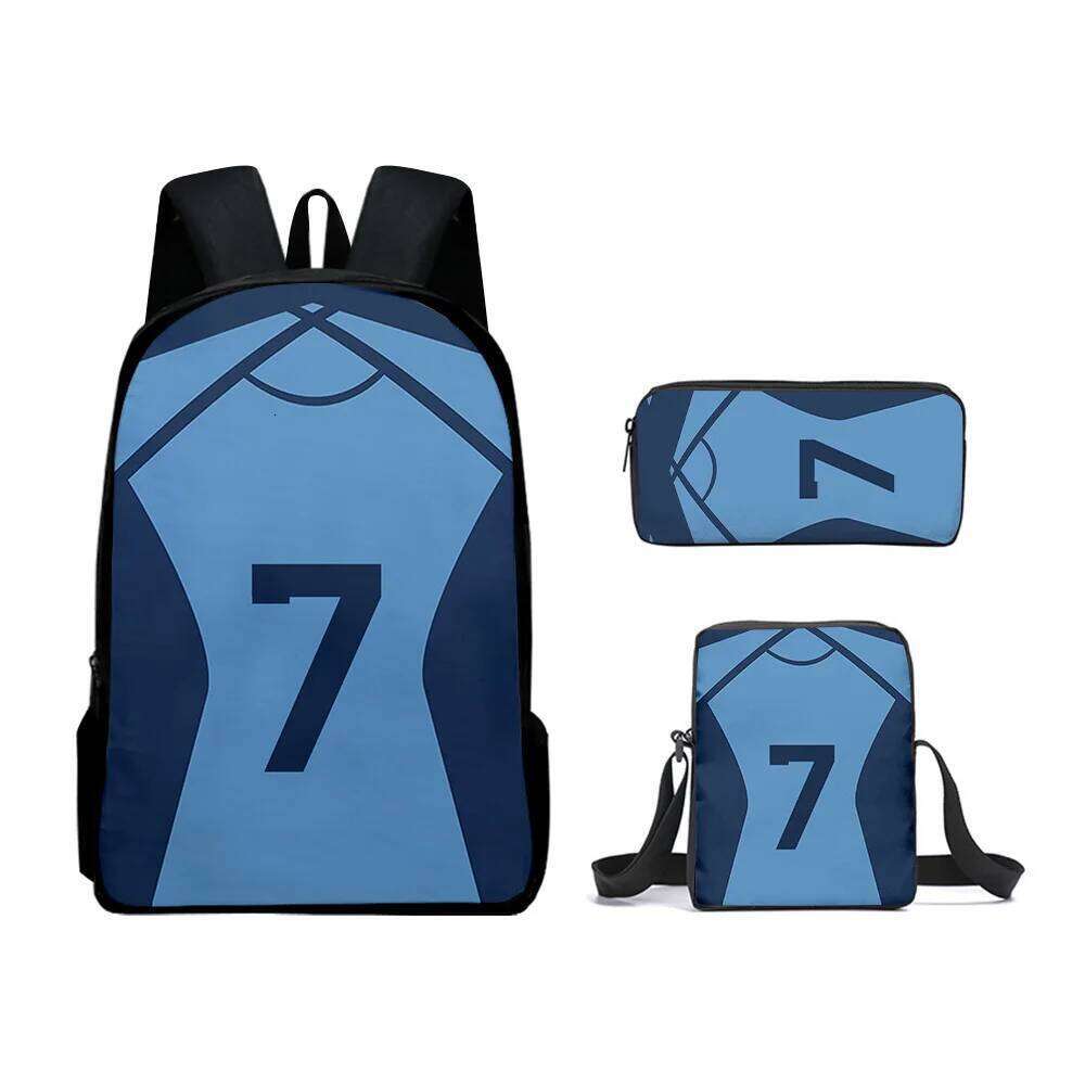 Novelty Peculiar bluelock 3D Print 3pcs/Set pupil School Bags Laptop Daypack Backpack Inclined shoulder bag Pencil Case