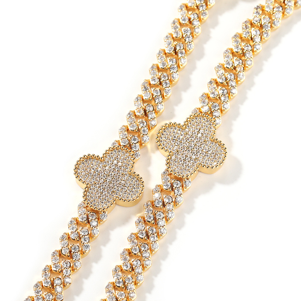 VVS Moissanite Bracelet Fashion Minimalist Clover Necklace Silver Iced Out Collarbone Chain Accessory Pass the diamond tester