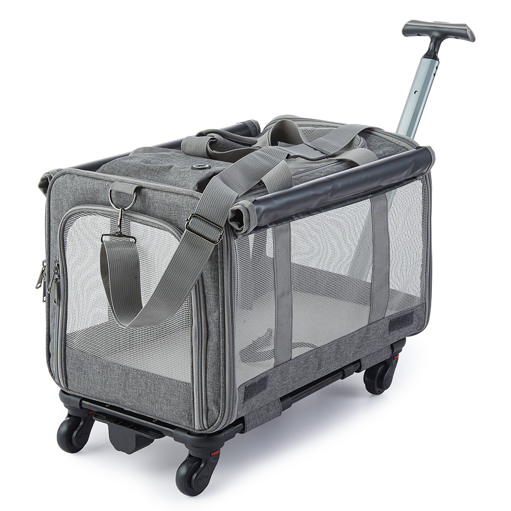 Pet Trolley Bag Katziela Rolling Transport Bag Airline Standard Dog Cage TSA Approved Small Dog and Cat Pet Transport Bag Soft FAA Travel Airplane Dog