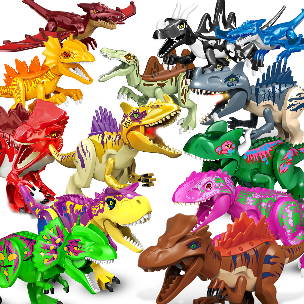 Jurassic Dinosaur Building Blocks Toy Small Particles Assembly Tyrannosaurus Brachiosaurus Stegosaurus Dilophosaurus Crystal