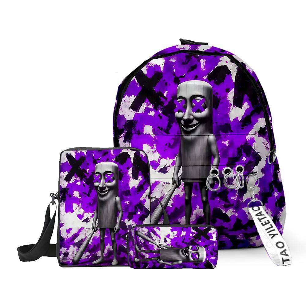 Fashion Novelty tungtungtung 3D Printed 3pcs/Set School Bags Keychains Oxford Small Backpack Inclined shoulder bag Pencil Case