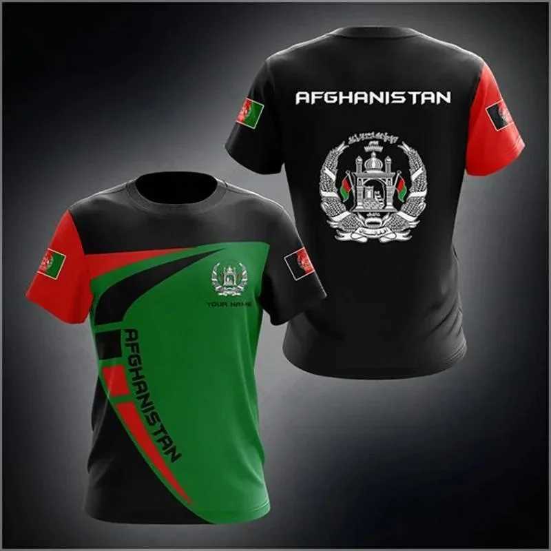 2025 Summer New Afghanistan Flag and Emblem Pattern T-shirt 3D Mens Fashion Round Neck Breathable Short Sleeve Large Top z250701V2U0