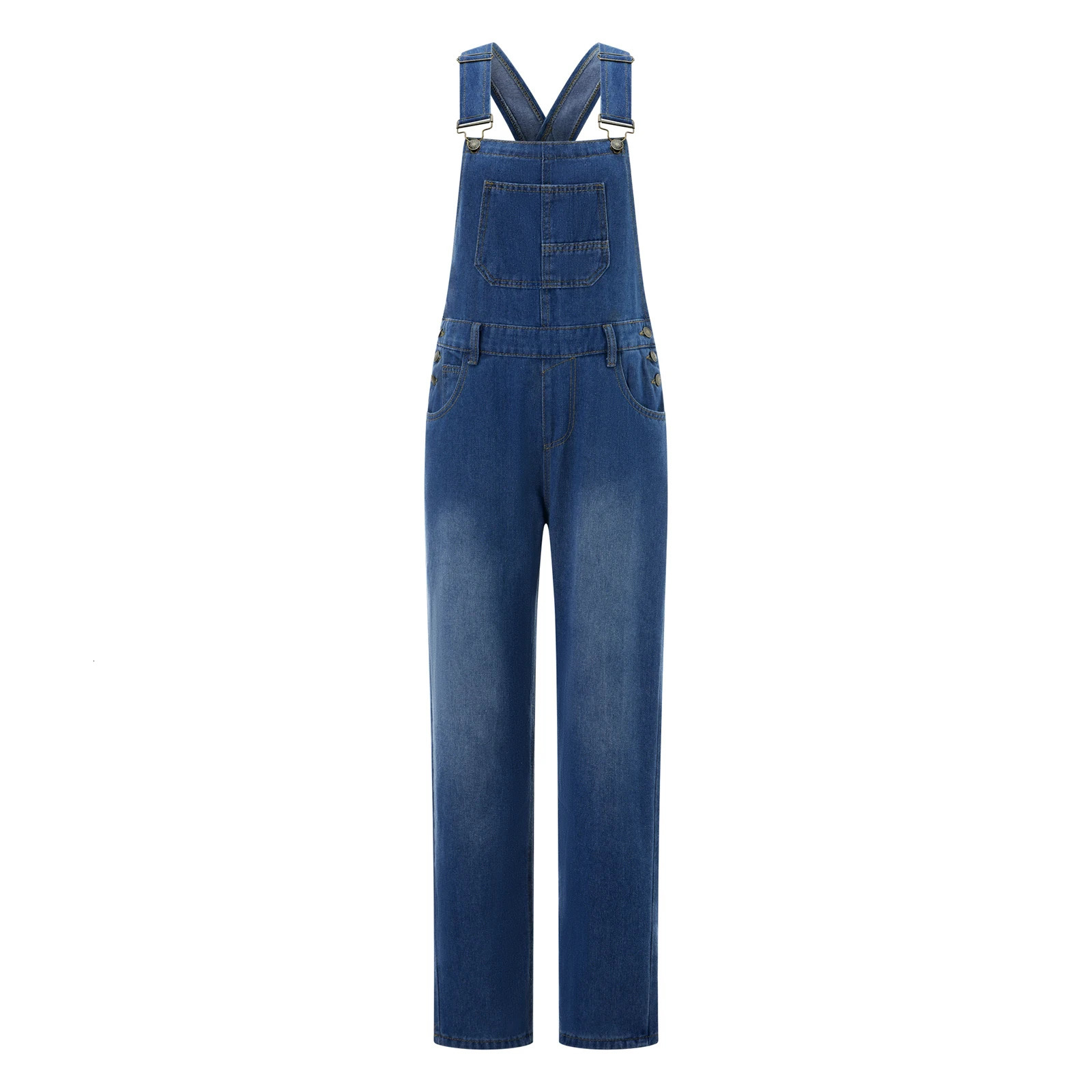 Imcute Denim Jumpsuits for Women Straight Leg Stretch Jeans Dungarees Bib Overalls Regular Fit with Adjustable Straps 250625
