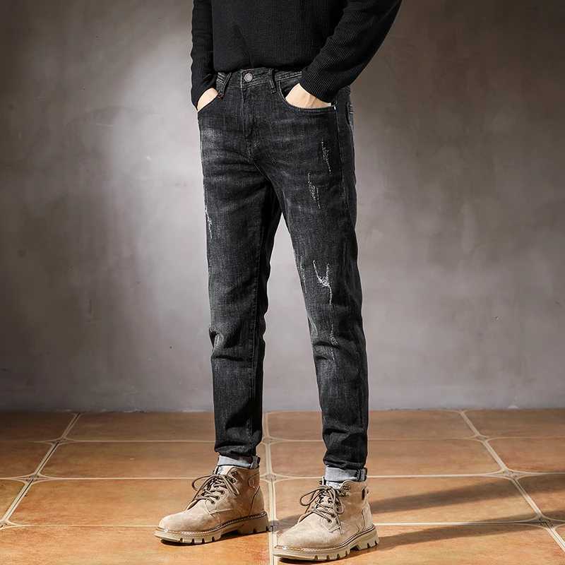 JXN839 New retro mens Slim small straight personality trend elastic small leg trousers high-end W250701 W250701