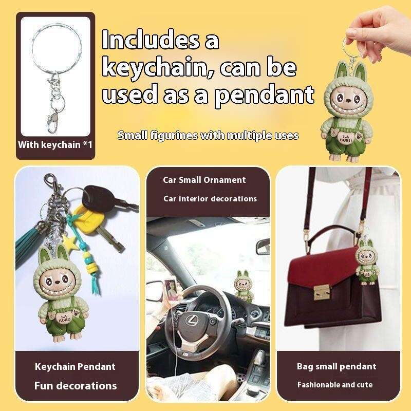 New Labubu Face-Changing Doll Pendant Trendy Cartoon Gift Keychain Decoration Stress Relief Toy for Men, Women, and Children