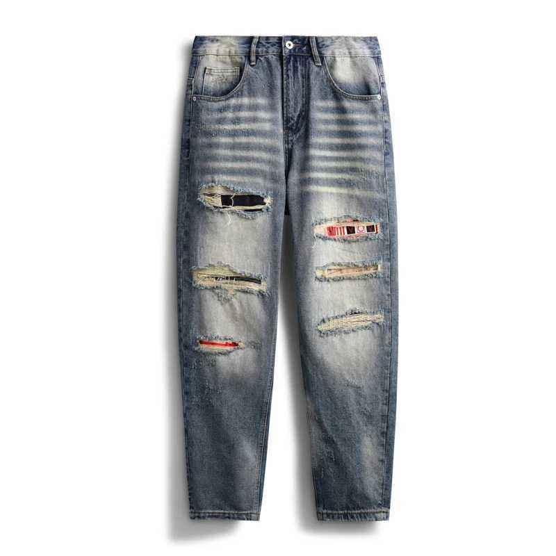BYCL90 High Street new hole cut patch embroidery fashion tide loose cone hanging wear patch jeans man W250701 W250701