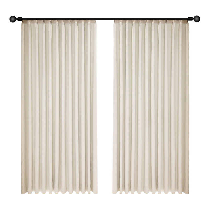 YL-34013 Free Shaped Cream Velvet Full Blackout Chenille Curtain Bedroom Living Room Hook Style French Light Luxury Cream Style